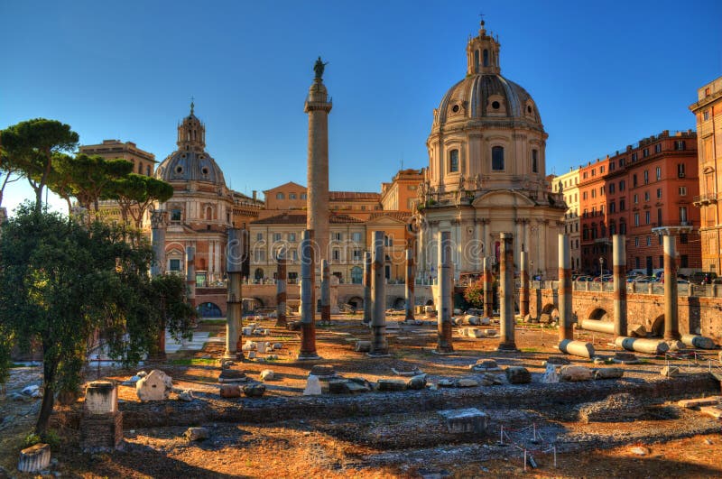 Imperialistiska forum- och Trajan kolonner i Rome