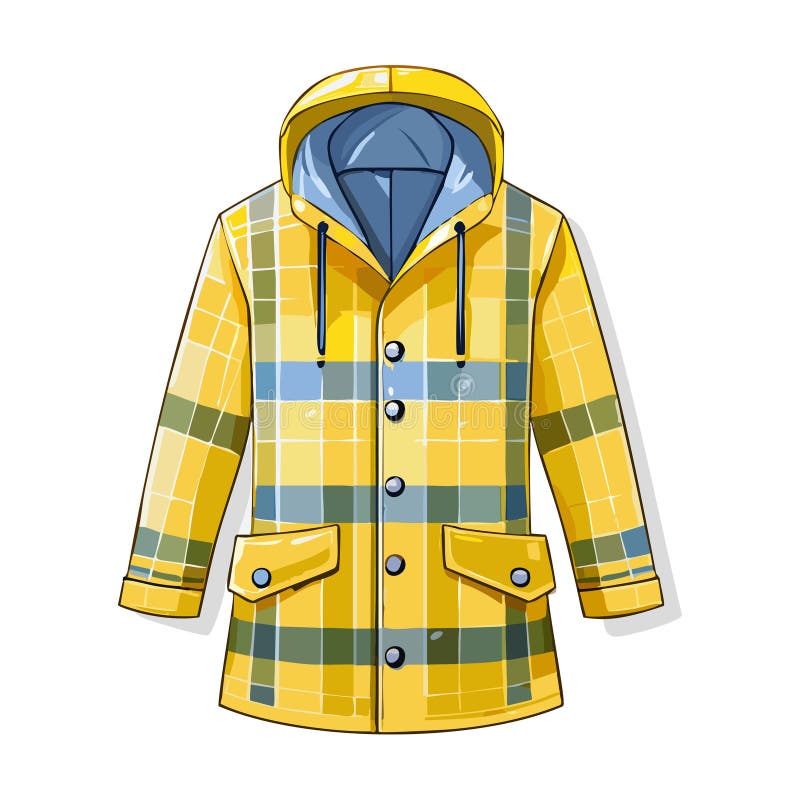 Imperméable plaid jaune vif sur fond blanc pour la protection contre les intempéries illustration libre de droits