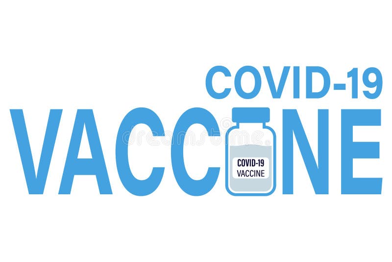 Impfstoff covid19. Entwurf des Impflogos covid19. ein Einzelfall Logoentwurf auf weißem Hintergrund. stock abbildung
