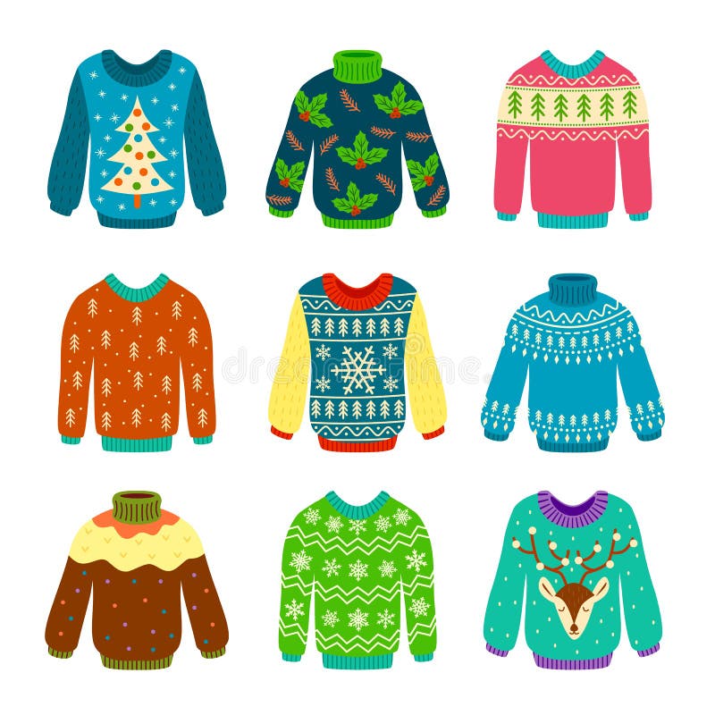 Impiccante maglione di natale Saltatori a maglia con modelli invernali, fiocchi di neve e cervi Vestiti divertenti di Natale Isol