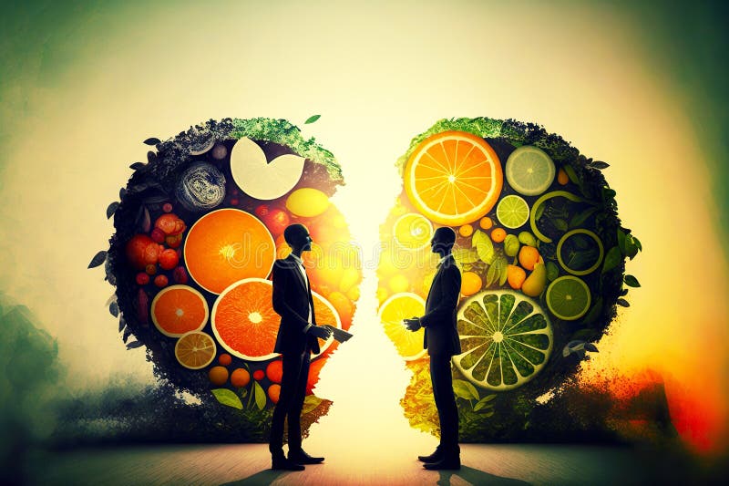 Implementation of business concept through communication and fruitful partnership of two people stock illustration