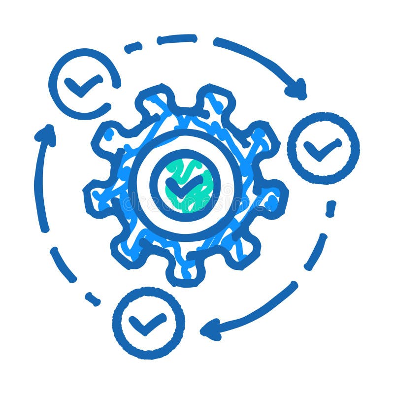 Implementation business process icon doodle illustration stock illustration