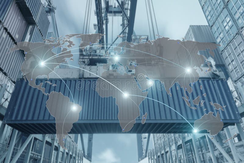 Import, Export, Logistikkonzept - zeichnen Sie globales Partner connectio auf