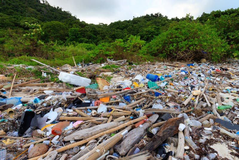 Beach plastic pollution stock image Beach plastic pollution stock image