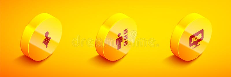 Set Isometric Head hunting, User of man business suit and Speech bubble with job icon. Vector. Set Isometric Head hunting, User of man business suit and Speech bubble with job icon. Vector.