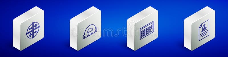 Impostare la linea isometrica xisz del sistema di coordinate protraente calcolatore e simbolo matematico funzione. vettore illustrazione di stock
