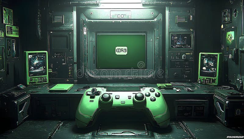 Impostazione dei videogame futuristici illustrazione vettoriale