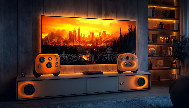 Impostazione dei videogame futuristici illustrazione di stock
