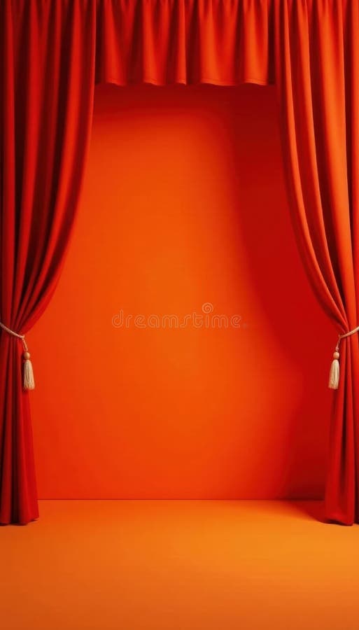 Impostazione del palcoscenico in arancione chiaro con tende elegante sfondo sofisticato royalty illustrazione gratis