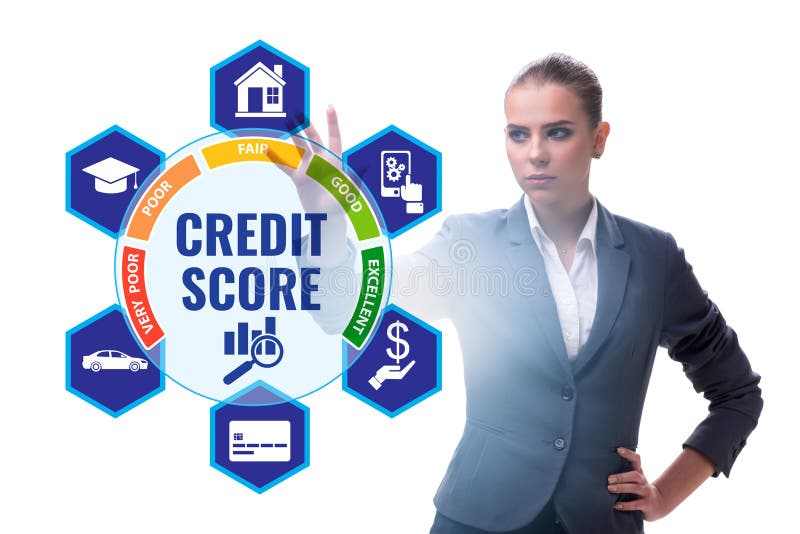 Imprenditore nel concetto di credit score fotografie stock libere da diritti