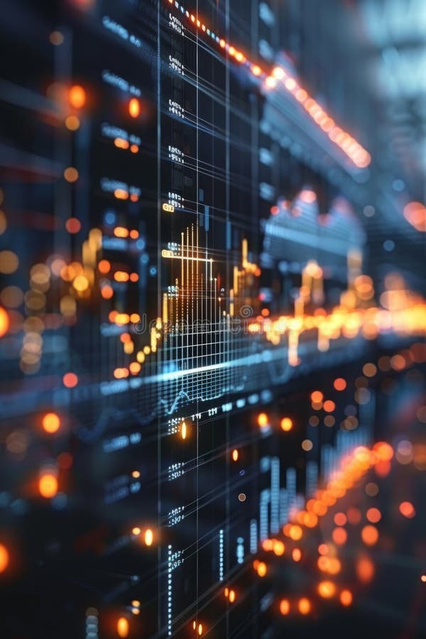 Imprenditori che visualizzano il grafico di crescita finanziaria digitale sullo sfondo del paesaggio urbano. royalty illustrazione gratis
