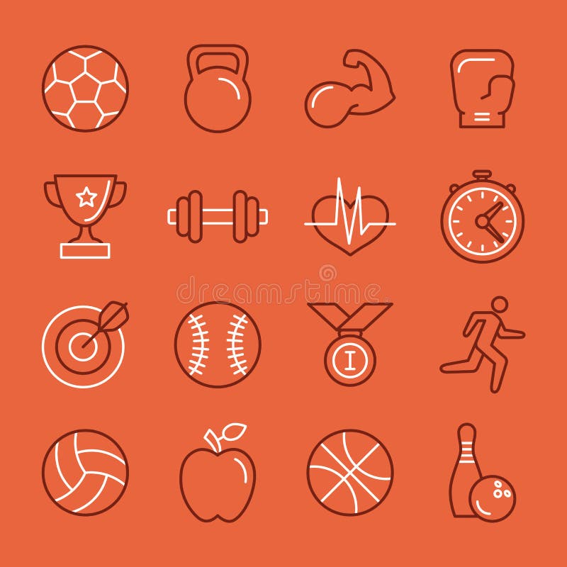 Vector linear sport and fitness logo design template and icon set - emblems in trendy mono line style for gyms and clubs. Vector linear sport and fitness logo design template and icon set - emblems in trendy mono line style for gyms and clubs