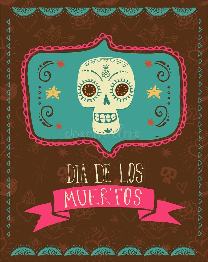 Impresión - cráneo mexicano, día de los muertos stock de ilustración Impresión - cráneo mexicano, día de los muertos stock de ilustración