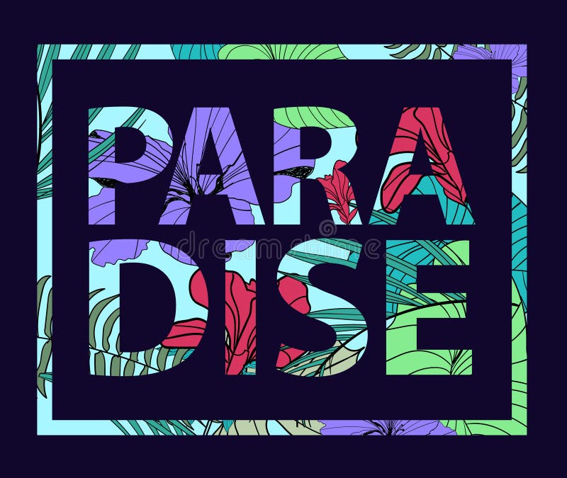 Impresión de la planta tropical del paraíso del vector Lema de la camiseta, tarjeta, cartel stock de ilustración