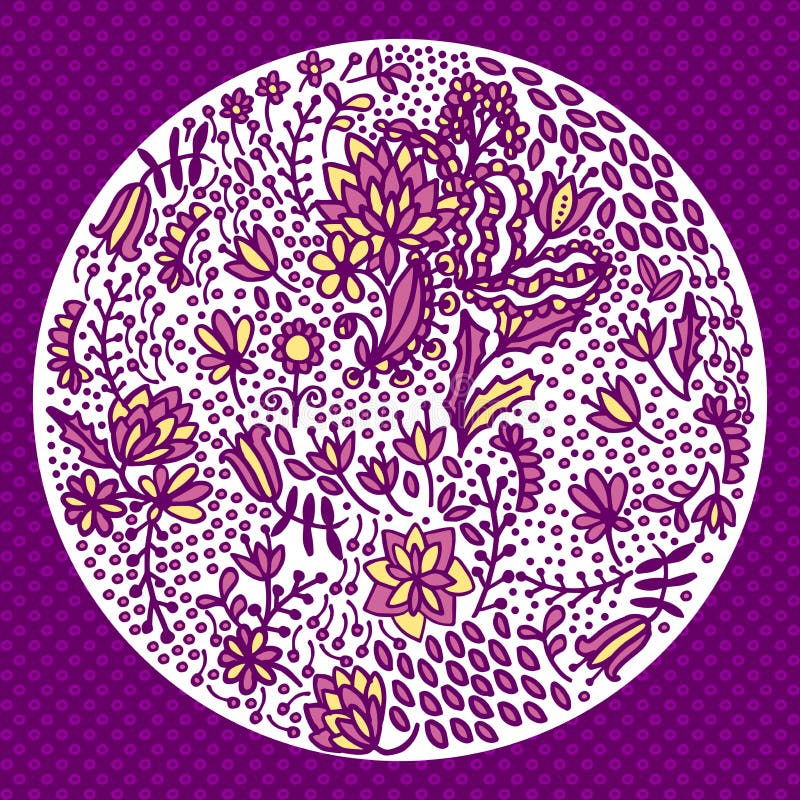 Impresión floral redonda aislada en blanco libre illustration Impresión floral redonda aislada en blanco libre illustration