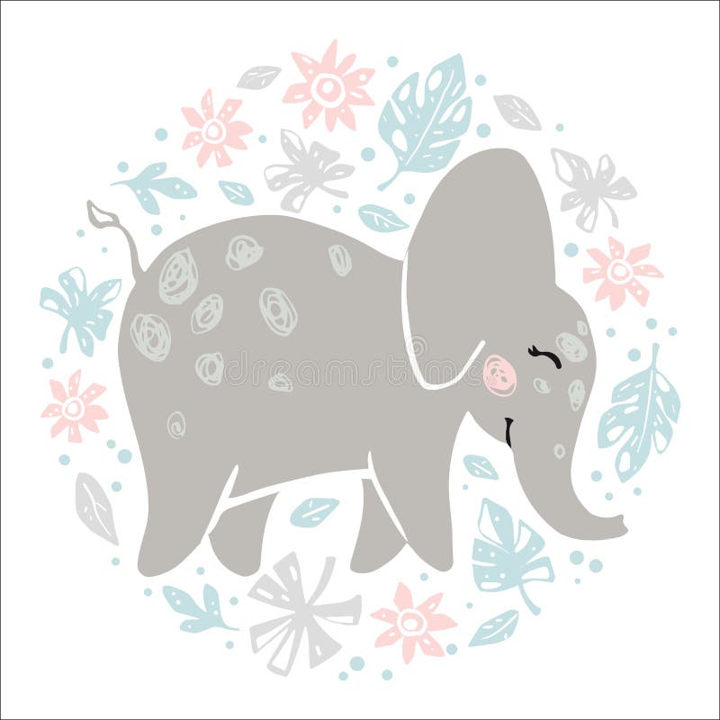 Impresión linda del bebé del elefante Animal africano fresco stock de ilustración Impresión linda del bebé del elefante Animal africano fresco stock de ilustración