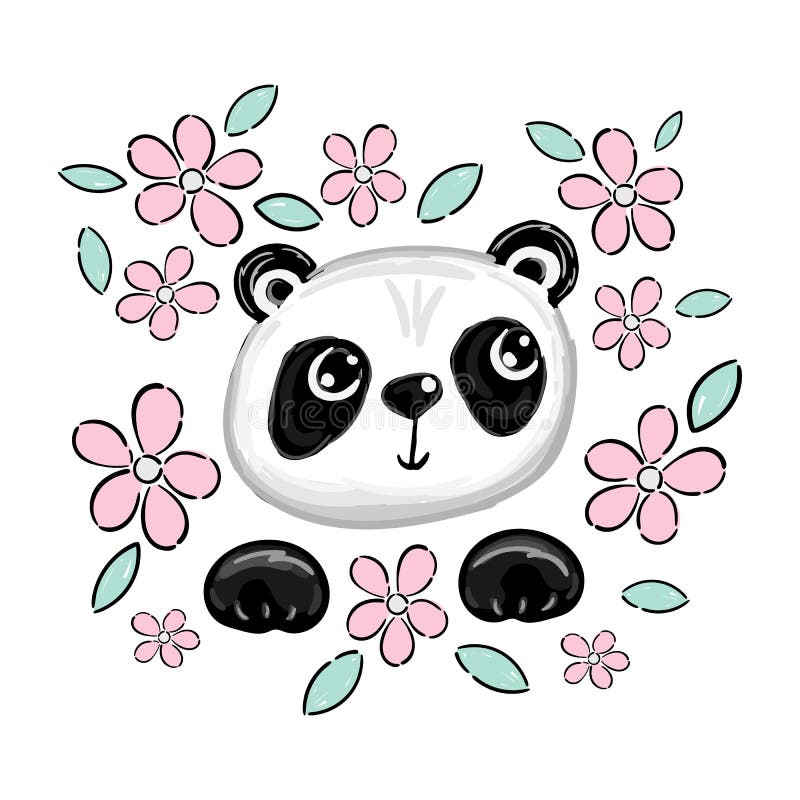 Desenho de panda rosto de animal selvagem desenho de cabeça de animal  gráfico vetorial