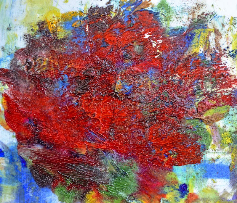 A Large Smeared Spot of Fresh Red Paint. Abstract Stain, Oil Paint ...