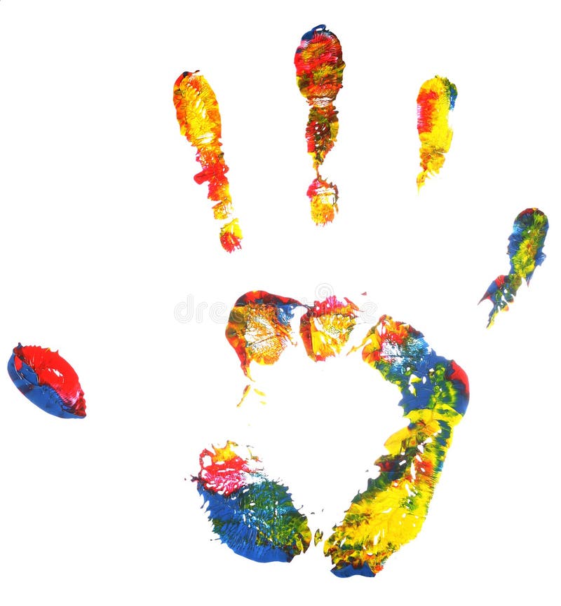 Impression multicolore de main