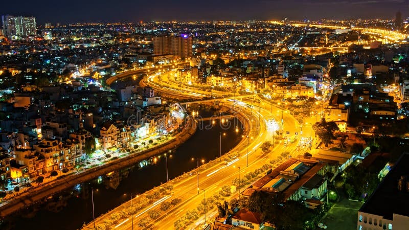 Amazing Nightscape of Ho Chi Minh City, Vietnam Stock Image - Image of ...