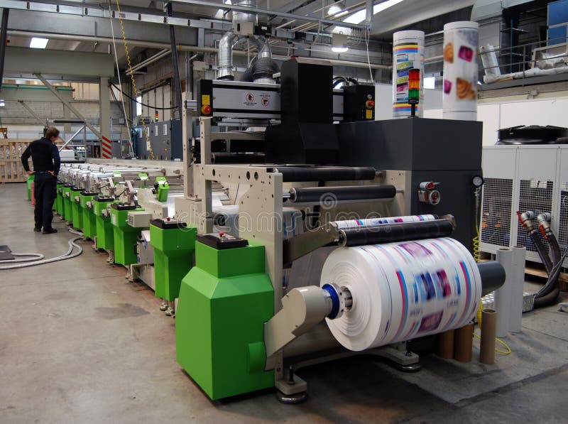 Impression UV de presse de flexo photo libre de droits Impression UV de presse de flexo photo libre de droits