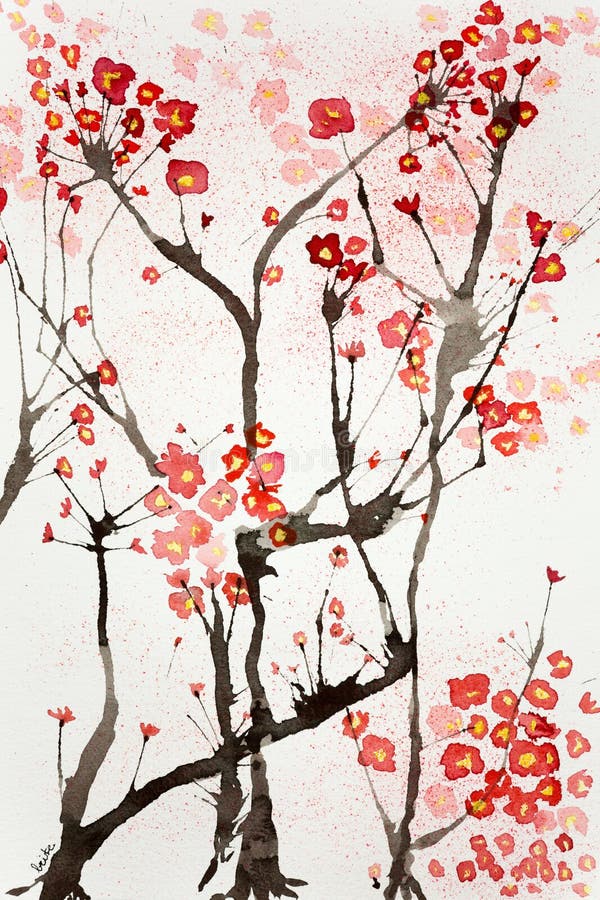 Impressione dei fiori di ciliegia illustrazione vettoriale Impressione dei fiori di ciliegia illustrazione vettoriale