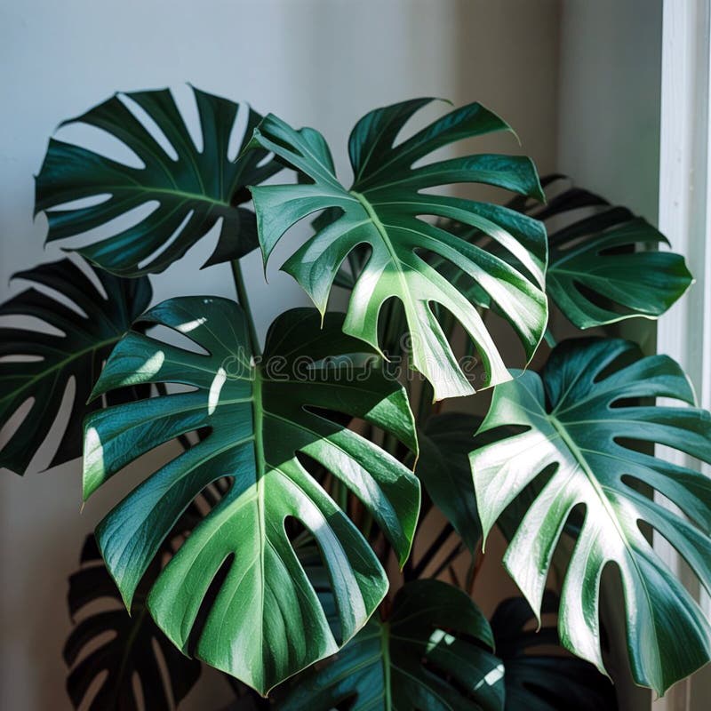 Impressionnant gros plan photographie d'une plante luxuriante monstère deliciosa avec belle lumière du soleil photos libres de droits
