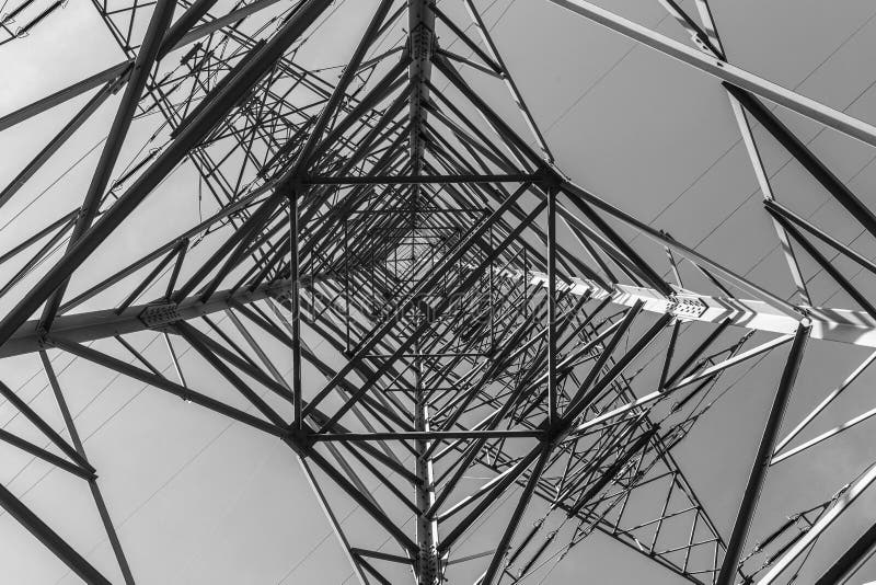 Electric pylons transporting electricity through high tension ca