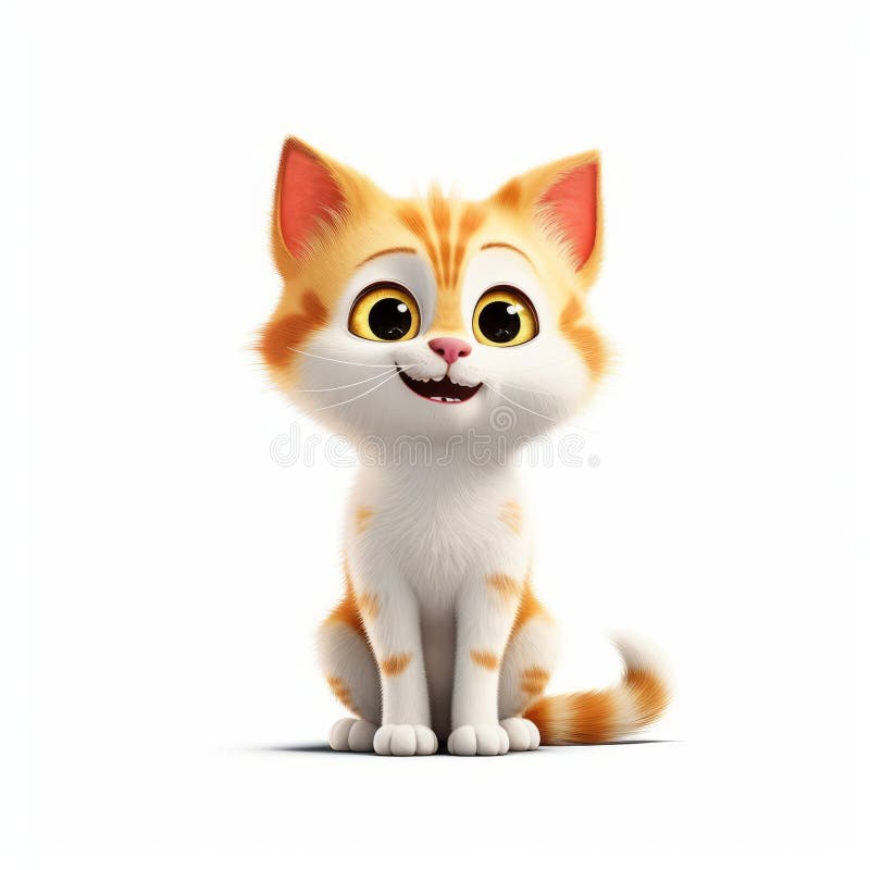 Impressive Photorealistic Cartoon Cat With Big Eyes - Disney Animation Style