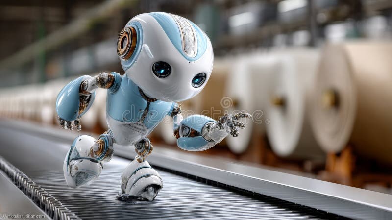 An Impressive Robot on a Conveyor Belt Showcasing the Future of AI Robotics and Automation Innovations vector illustration