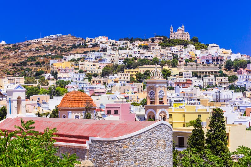 Impressive Syros Island , view of Ano Syros village,Greece. stock images Impressive Syros Island , view of Ano Syros village,Greece. stock images