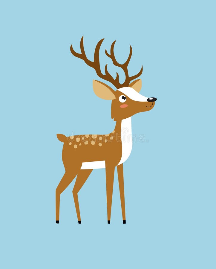 Imprimer. cerf mignon. animal forestier. rennes de caricature. personnage de dessin illustration libre de droits