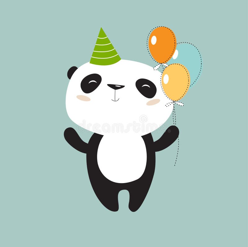 Jeu D'affiches Vectorielle De Carte D'invitation. Texte De Fête D' anniversaire Avec Adorable Ballons De Chat Et De Panda Illustration de  Vecteur - Illustration du appréciez, objet: 259807450