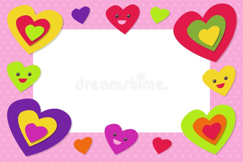 Cute photo frame with colored Hearts. vector illustration for lovers and best friends.