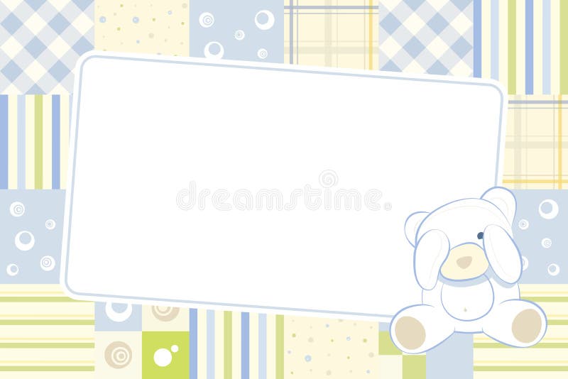 Photo frame with shy teddy bear. Vector illustration