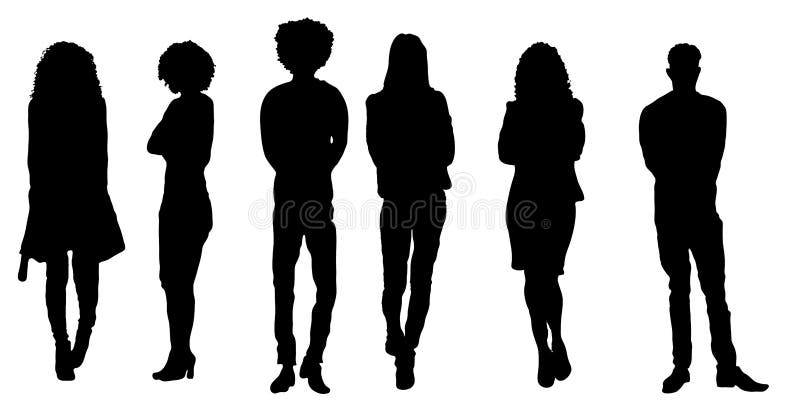 Silhouette of Groups of People Working Stock Vector - Illustration of ...