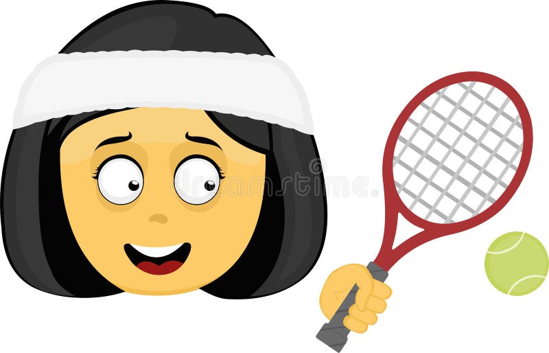 Vector Emoticon Girl Tennis Player Stock Vector Illustration of
