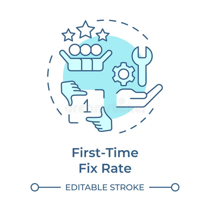 Improve first-time fix rate soft blue concept icon royalty free illustration