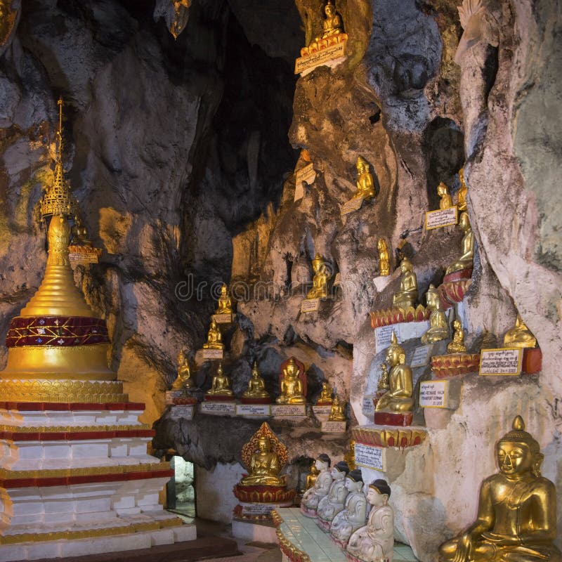 Imágenes de Buda en la cueva de Pindaya - Pindaya - Myanmar imagen de archivo Imágenes de Buda en la cueva de Pindaya - Pindaya - Myanmar imagen de archivo