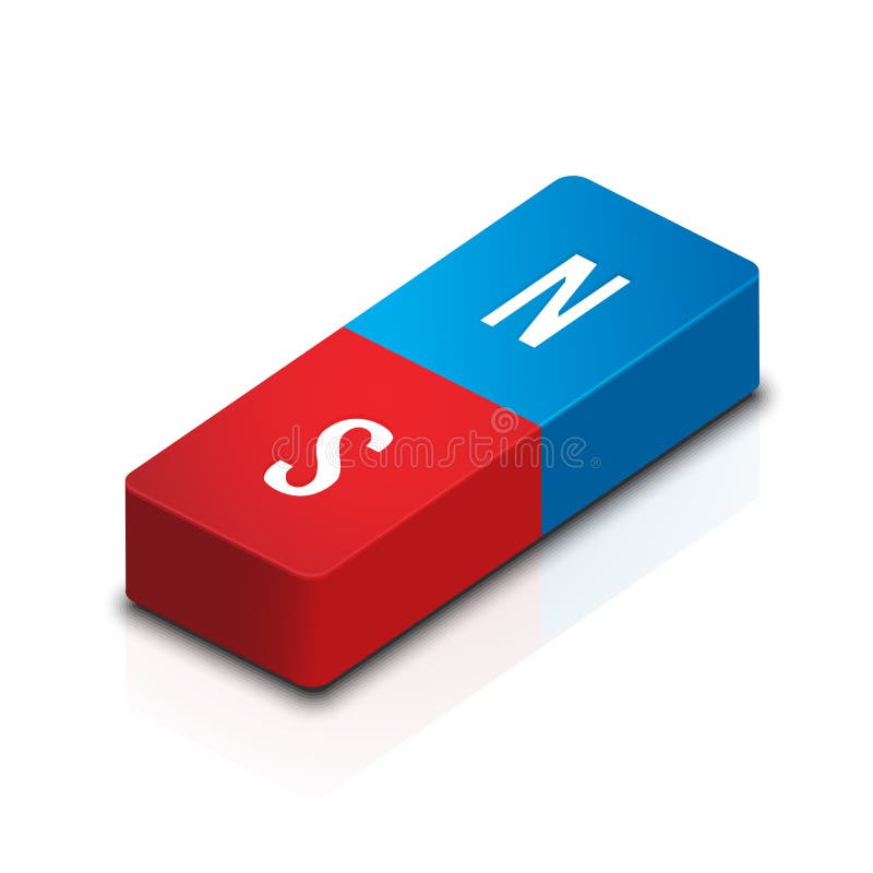 Imán De Dos Polos Con La Reflexión En Blanco Ilustración del Vector