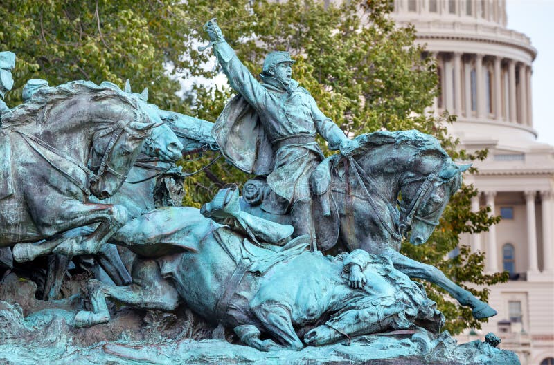 Inbördeskrig minnes- Capitol Hill W för staty för CalvaryladdningsUS anslags-