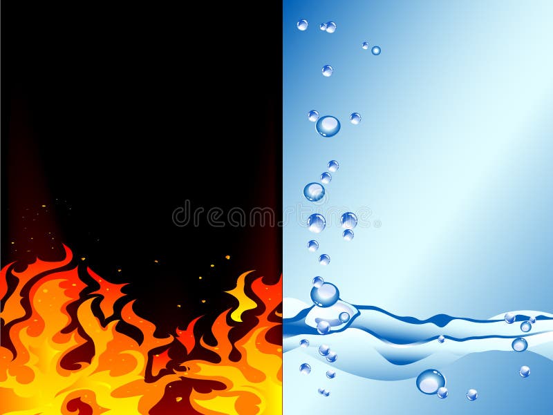Fogo e água ilustração stock. Ilustração de preto, calor - 43563572