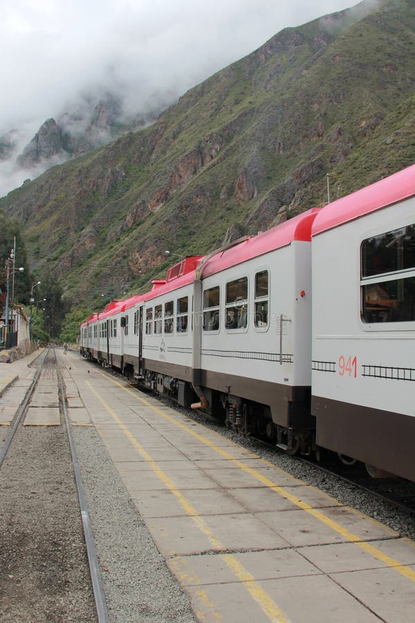 Inca Rail is a local railroad company providing service from Cusco to Machu Picchu with scenic views and meals stock photos