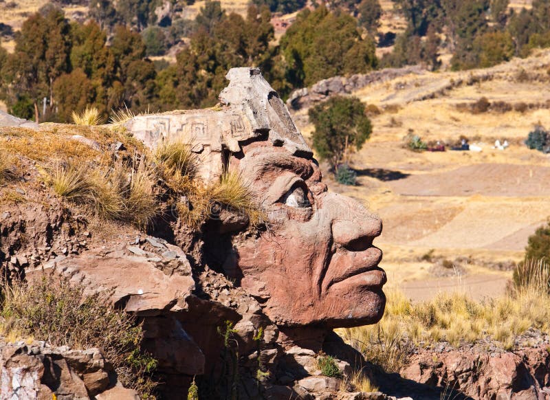 Inca stone face, Puno, Peru