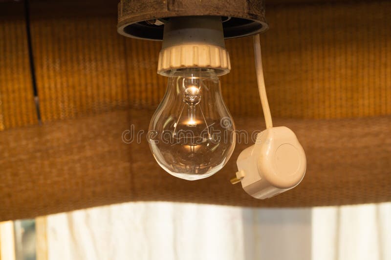 Incandescent Lamp. Light Bulb and Electric Plug Stock Photo Image of