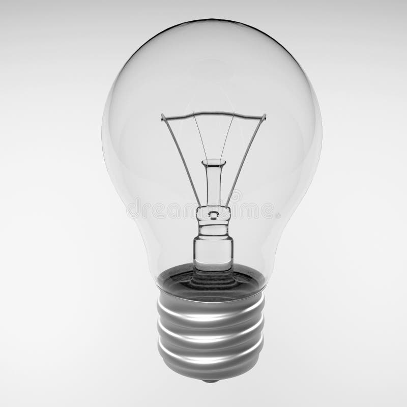 Incandescent Light Bulb with a Clear Glass Bulb Closeup Stock