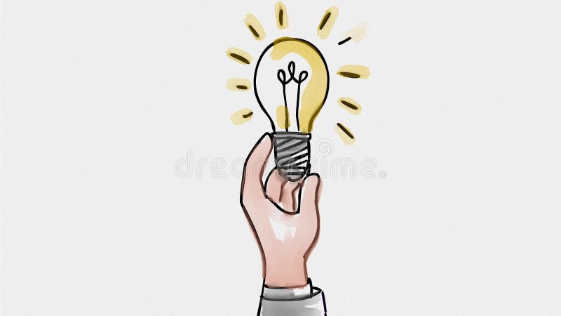 Incandescent Light Bulb Glowing Watercolor 2D Animation vector illustration