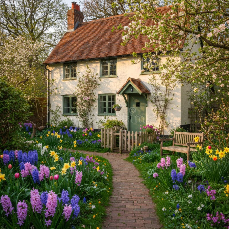 Incandescente cotone bianco con Vibrant Spring Garden immagine stock libera da diritti