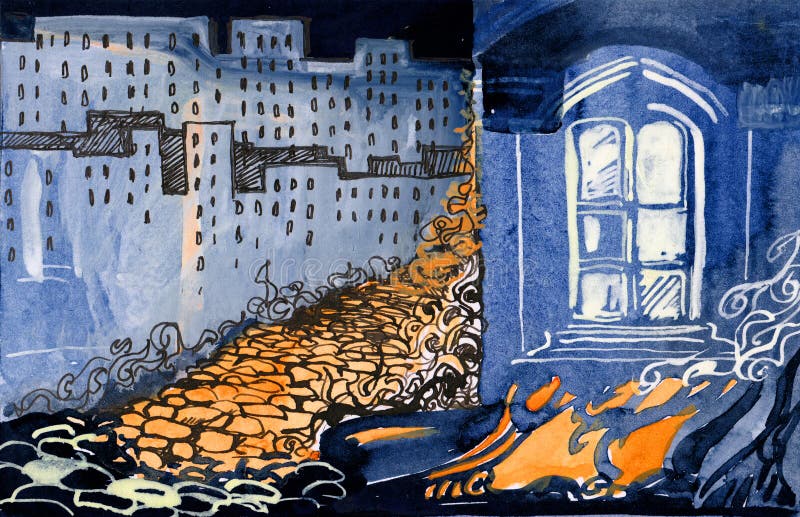 Incendie dans la ville illustration de vecteur Incendie dans la ville illustration de vecteur