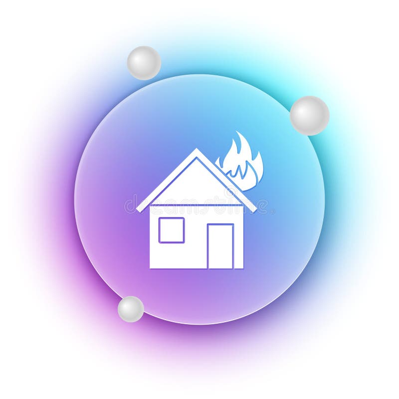 Incendio blanco en un icono de la casa quemada aislado en un fondo blanco. Fondo de círculo de gradiente azul y violeta. Vector ilustración del vector